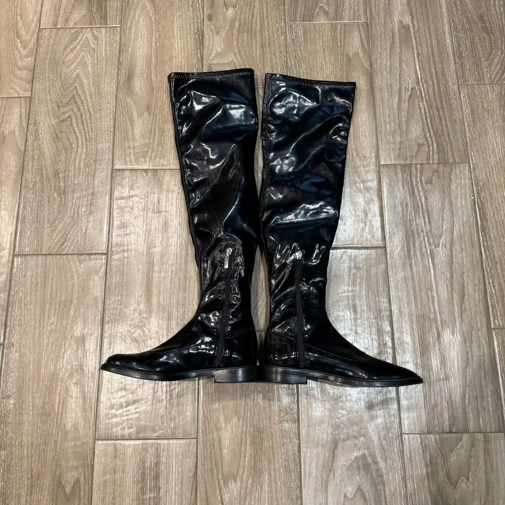 Schutz Black Patent Leather Kaolin Over The Knee Boots Sz 6B